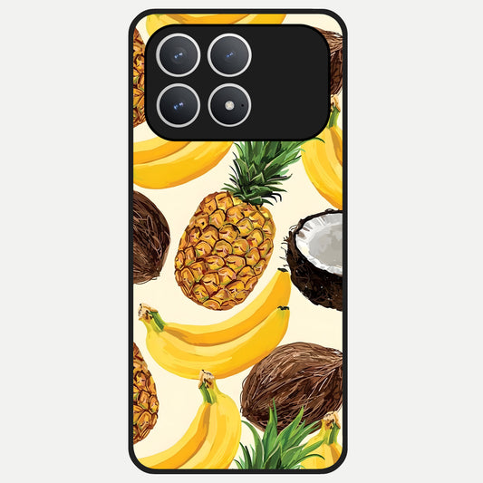  Tropical Fruit Mood Glass Case For Poco F8 Pro back cover – full design glossy printed glass finish
