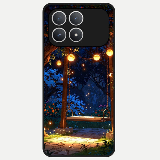  Twilight Garden Swing Glass Case For Poco F8 Pro back cover – full design glossy printed glass finish