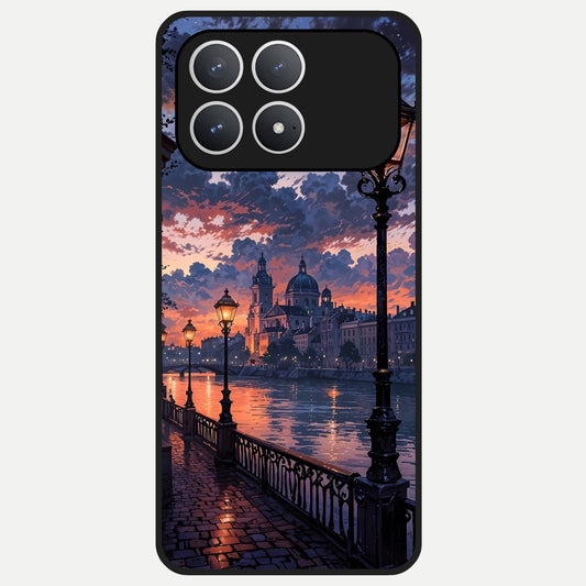  Twilight River Lights Glass Case For Poco F8 Pro back cover – full design glossy printed glass finish