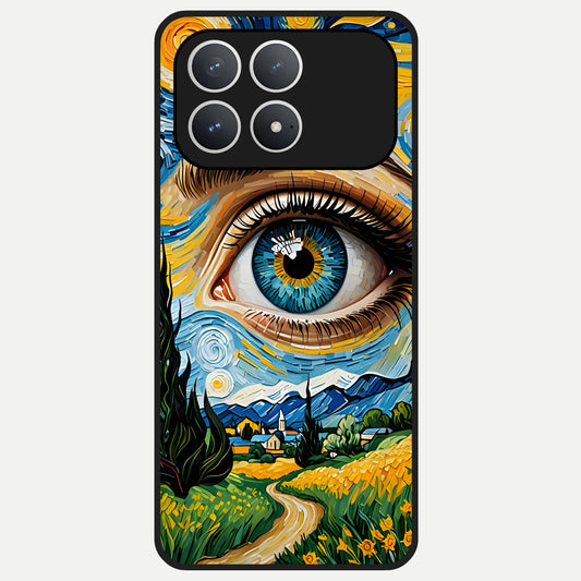  Van Gogh Eye Glass Case For Poco F8 Pro back cover – full design glossy printed glass finish