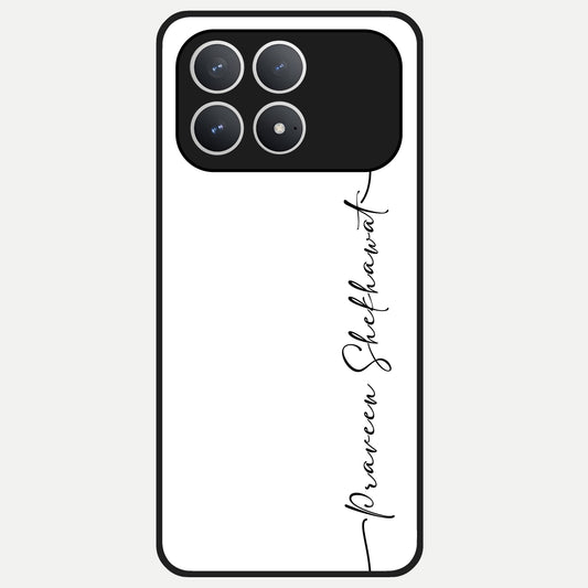  White Tune Custom Name Glass Case For Poco F8 Pro back cover – personalized glossy printed glass finish