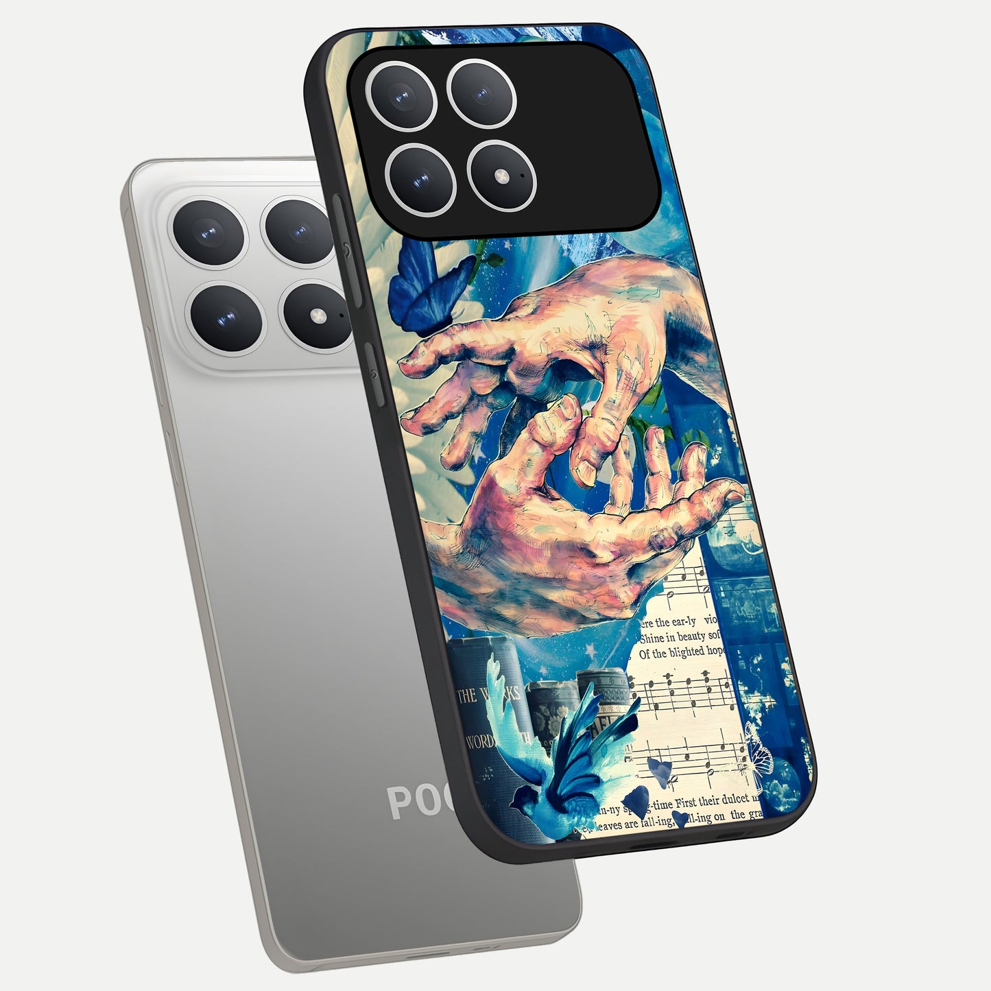  Aesthetic Divider phone case For Poco F8 Pro showing premium glass back cover with detailed artwork