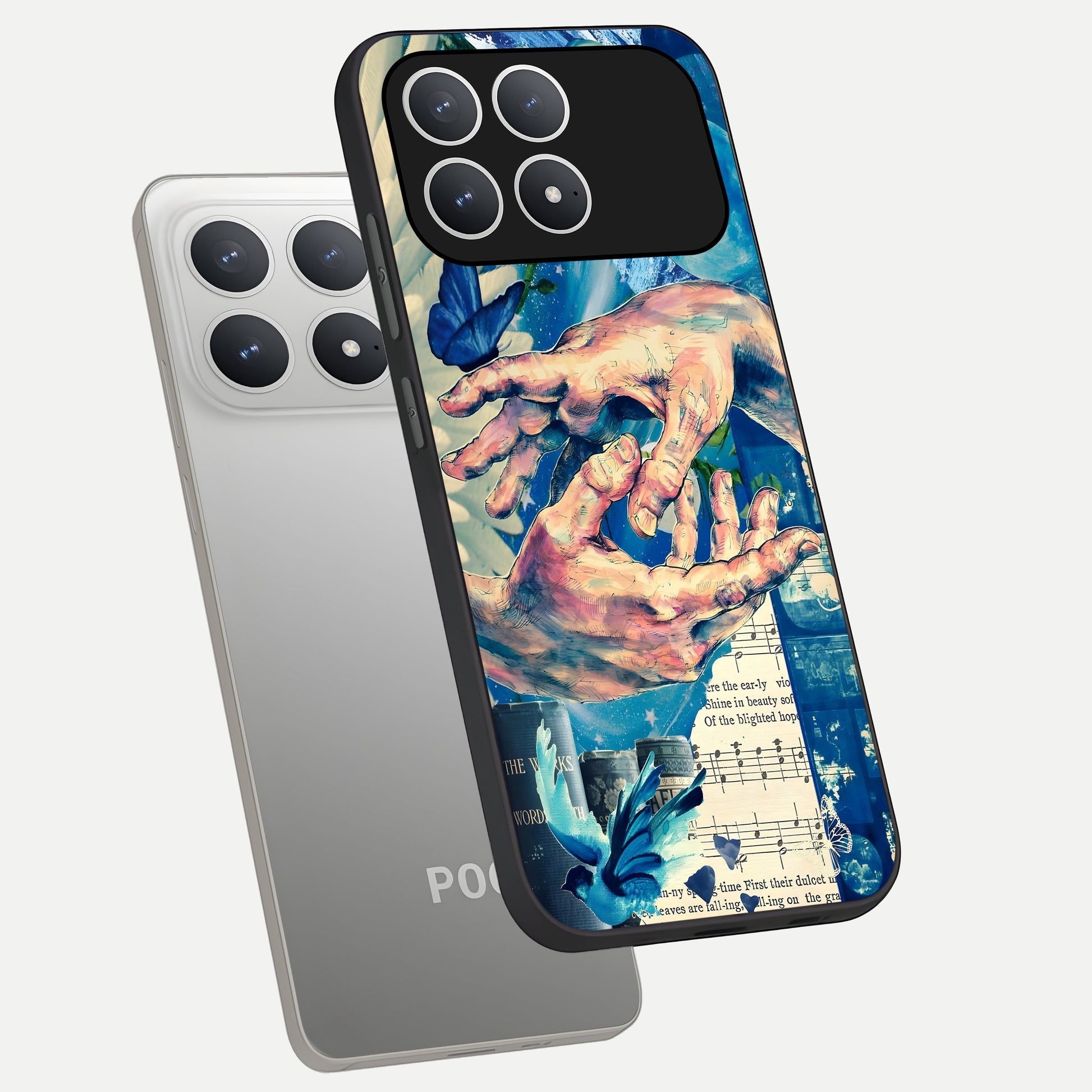  Aesthetic Divider phone case For Poco F8 Pro showing premium glass back cover with detailed artwork