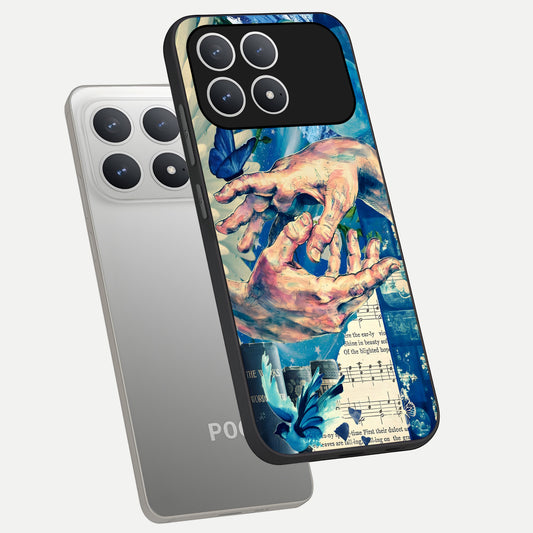  Aesthetic Divider phone case For Poco F8 Pro showing premium glass back cover with detailed artwork