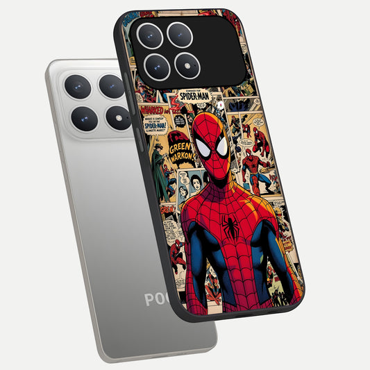  Aesthetic Spider phone case For Poco F8 Pro showing premium glass back cover with detailed artwork