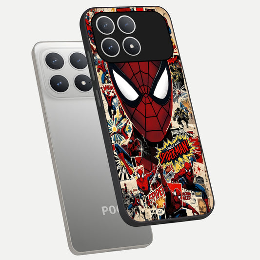  Aesthetic Wonder Spider phone case For Poco F8 Pro showing premium glass back cover with detailed artwork