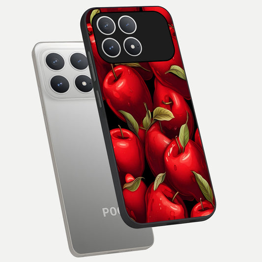  Apple Pattern phone case For Poco F8 Pro showing premium glass back cover with detailed artwork
