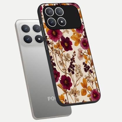  Autumn Wine Bloom phone case For Poco F8 Pro showing premium glass back cover with detailed artwork