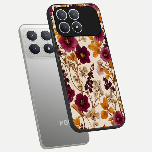  Autumn Wine Bloom phone case For Poco F8 Pro showing premium glass back cover with detailed artwork