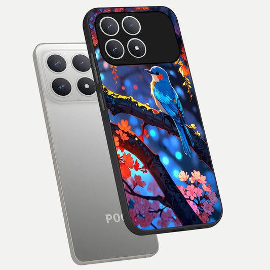  Blooming Water Drift phone case For Poco F8 Pro showing premium glass back cover with detailed artwork
