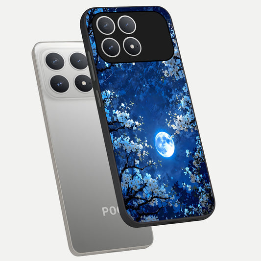  Blossom Moonlight Sky phone case For Poco F8 Pro showing premium glass back cover with detailed artwork