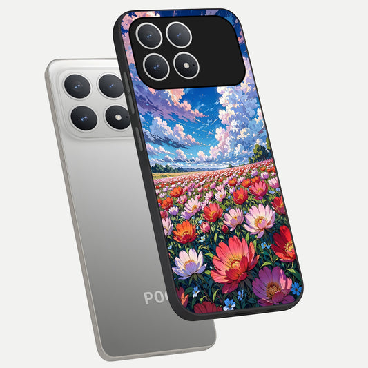  Blossom Sky Field phone case For Poco F8 Pro showing premium glass back cover with detailed artwork