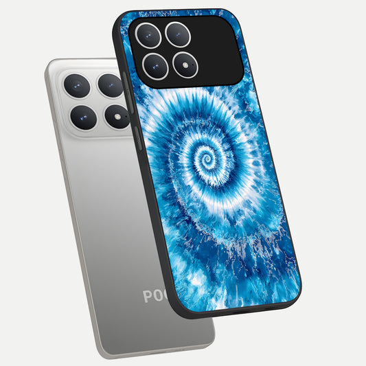  Blue Galaxy Wave phone case For Poco F8 Pro showing premium glass back cover with detailed artwork