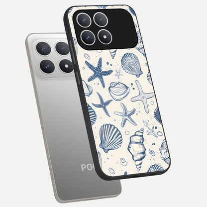  Blue Ocean Outline phone case For Poco F8 Pro showing premium glass back cover with detailed artwork