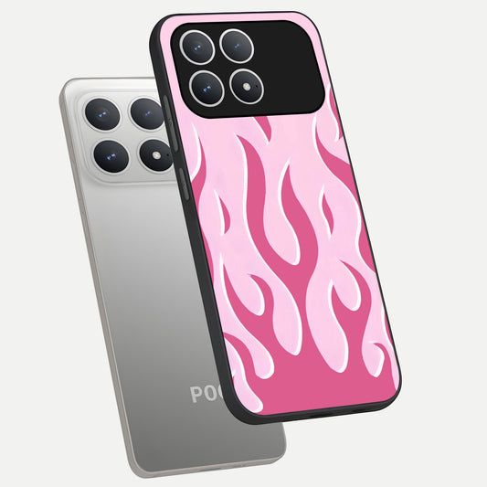  Blush Flame Energy phone case For Poco F8 Pro showing premium glass back cover with detailed artwork