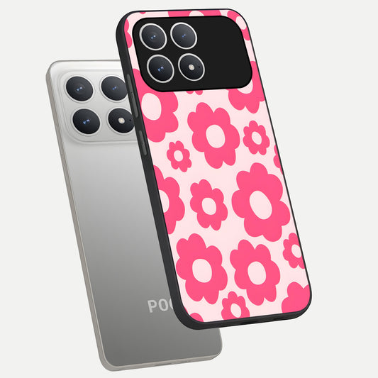  Blush Flower Pop phone case For Poco F8 Pro showing premium glass back cover with detailed artwork
