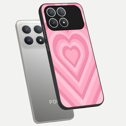  Blush Heart Waves phone case For Poco F8 Pro showing premium glass back cover with detailed artwork