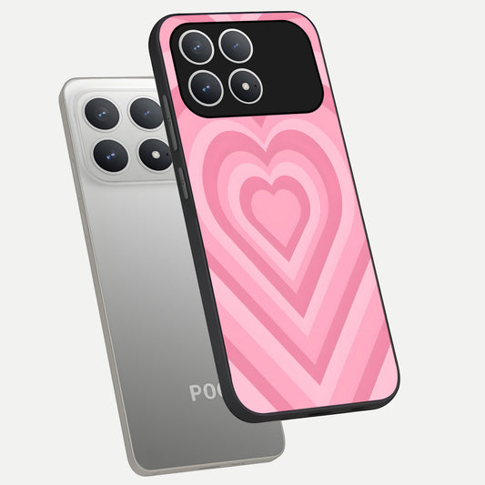  Blush Heart Waves phone case For Poco F8 Pro showing premium glass back cover with detailed artwork