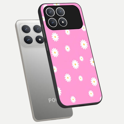  Bubblegum Daisy Pop phone case For Poco F8 Pro showing premium glass back cover with detailed artwork