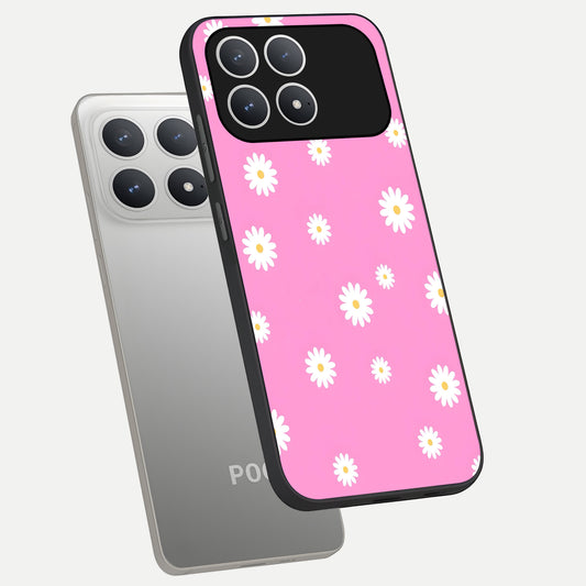  Bubblegum Daisy Pop phone case For Poco F8 Pro showing premium glass back cover with detailed artwork