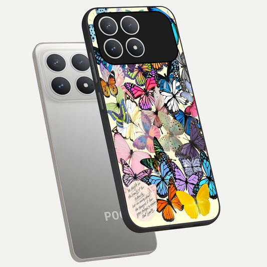  Butterflies Petal Dream phone case For Poco F8 Pro showing premium glass back cover with detailed artwork