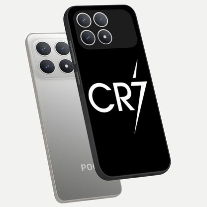  CR7 Elite Strike phone case For Poco F8 Pro showing premium glass back cover with detailed artwork