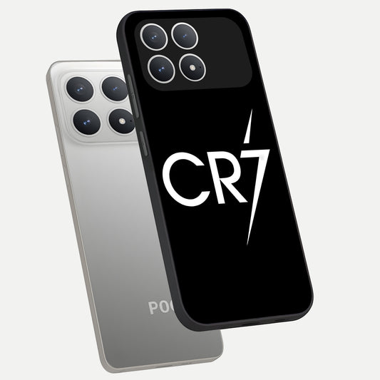  CR7 Elite Strike phone case For Poco F8 Pro showing premium glass back cover with detailed artwork