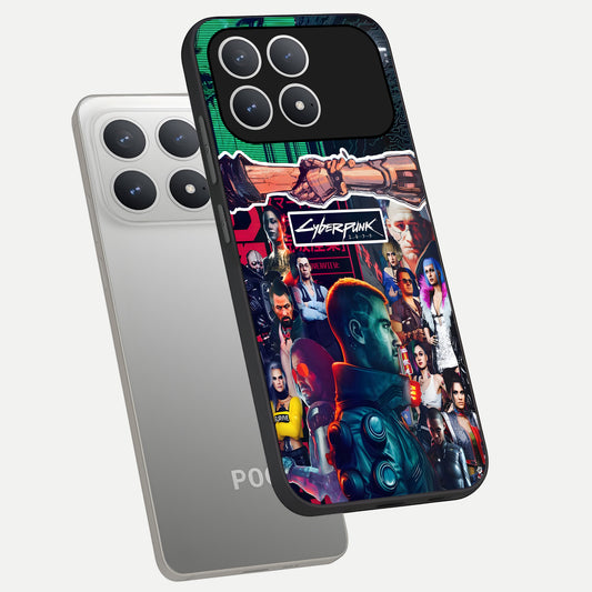  CYBERPUNK Legacy phone case For Poco F8 Pro showing premium glass back cover with detailed artwork