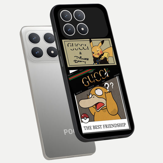  Cartoon Brand Play Mashup phone case For Poco F8 Pro showing premium glass back cover with detailed artwork