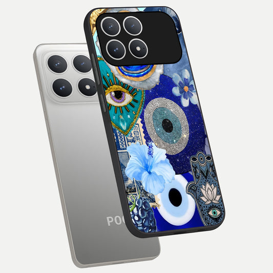  Celestial Blue Vision phone case For Poco F8 Pro showing premium glass back cover with detailed artwork