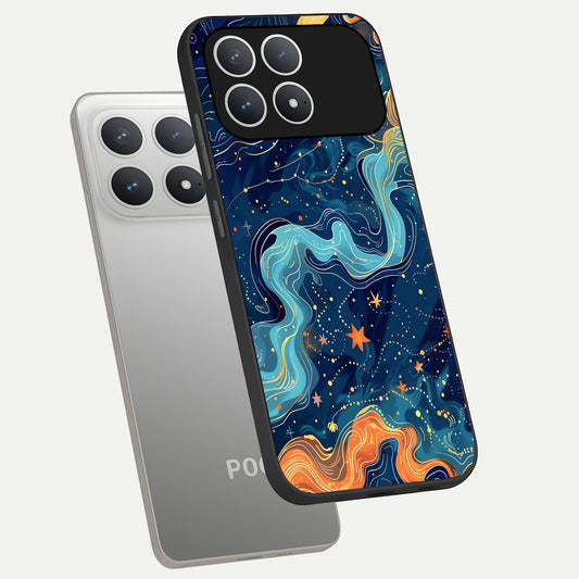  Celestial Dream Flow phone case For Poco F8 Pro showing premium glass back cover with detailed artwork
