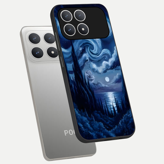  Celestial Dream Van Gogh phone case For Poco F8 Pro showing premium glass back cover with detailed artwork