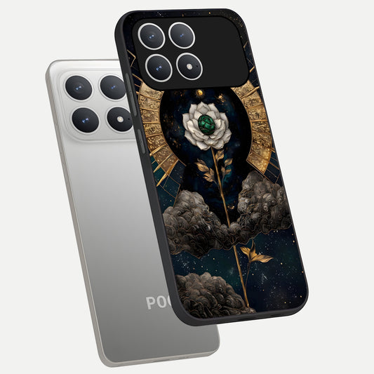  Celestial Lotus Morang phone case For Poco F8 Pro showing premium glass back cover with detailed artwork