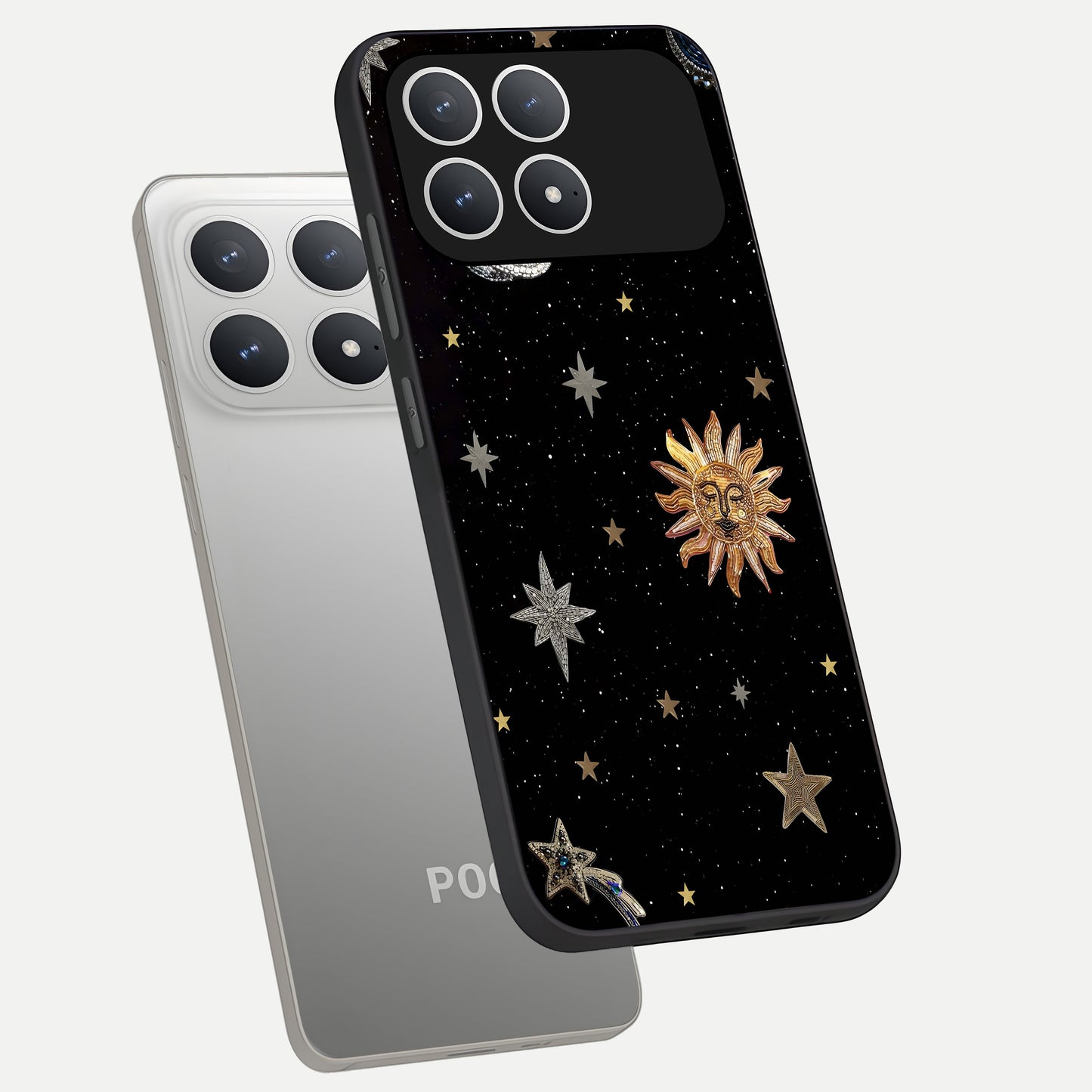  Celestial Moon With Stars phone case For Poco F8 Pro showing premium glass back cover with detailed artwork