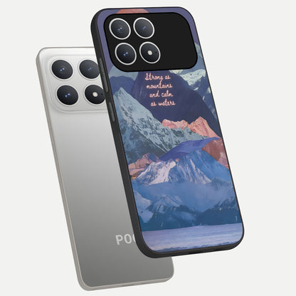  Celestial Mountain Calm phone case For Poco F8 Pro showing premium glass back cover with detailed artwork