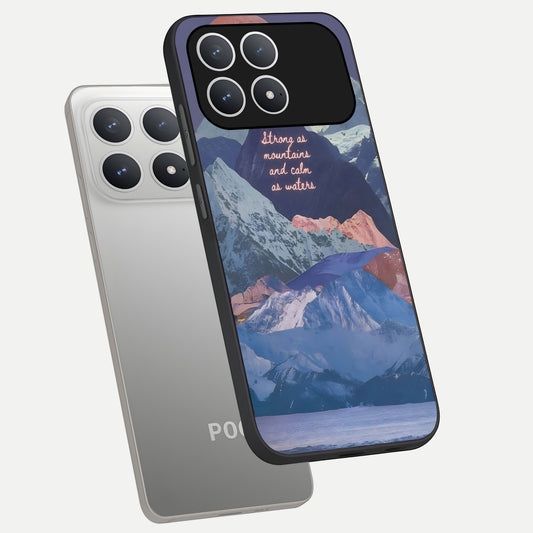  Celestial Mountain Calm phone case For Poco F8 Pro showing premium glass back cover with detailed artwork