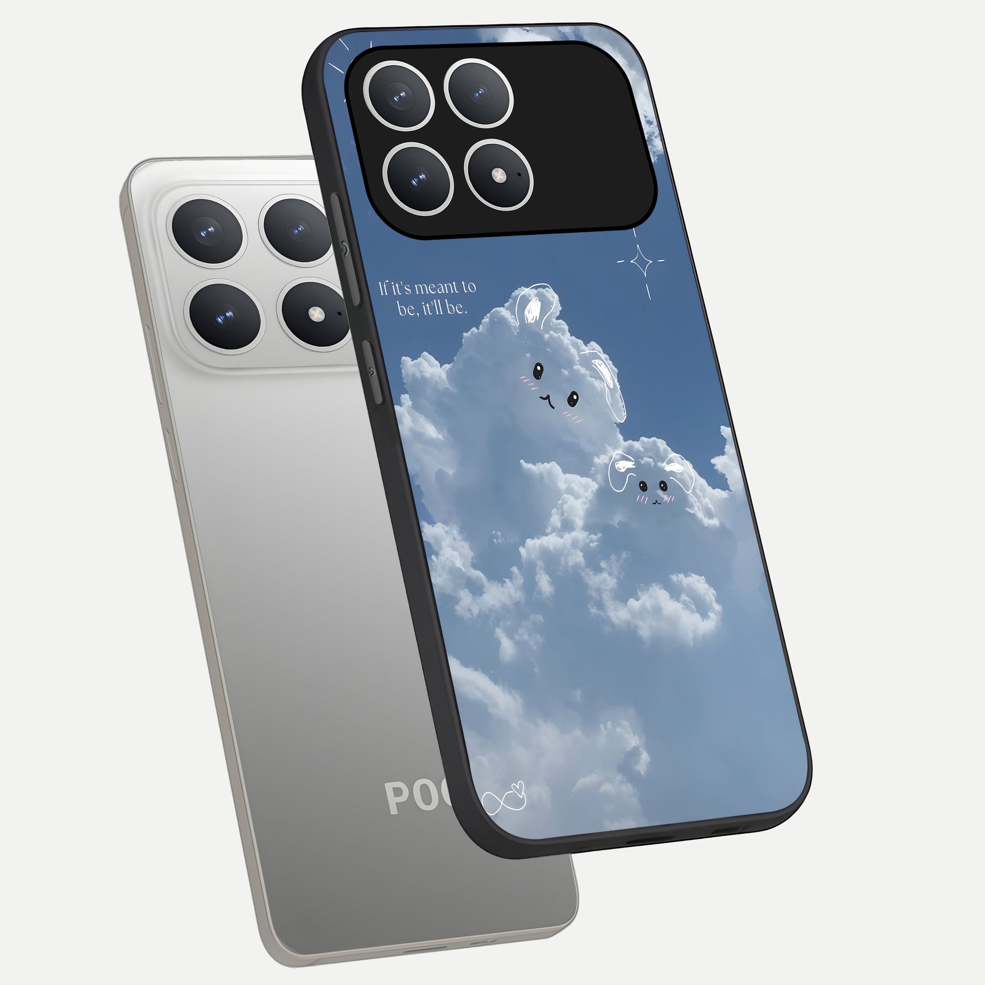  Cloud Bunny Dreams phone case For Poco F8 Pro showing premium glass back cover with detailed artwork