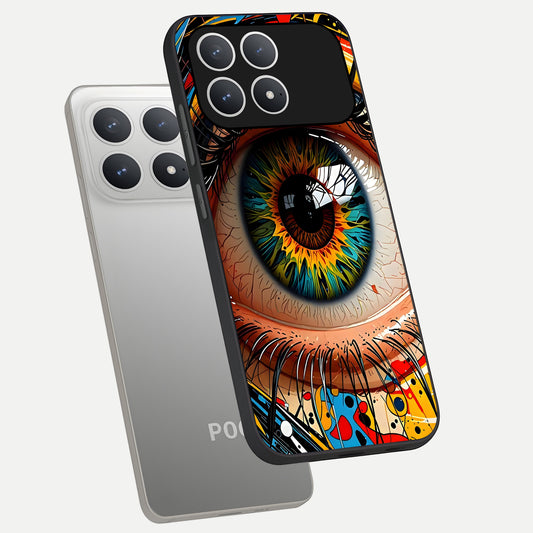  Colorful Eye phone case For Poco F8 Pro showing premium glass back cover with detailed artwork