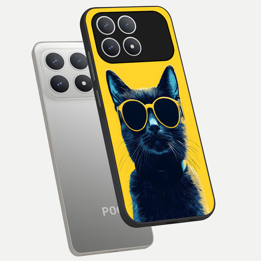  Cool Cat Vibes phone case For Poco F8 Pro showing premium glass back cover with detailed artwork