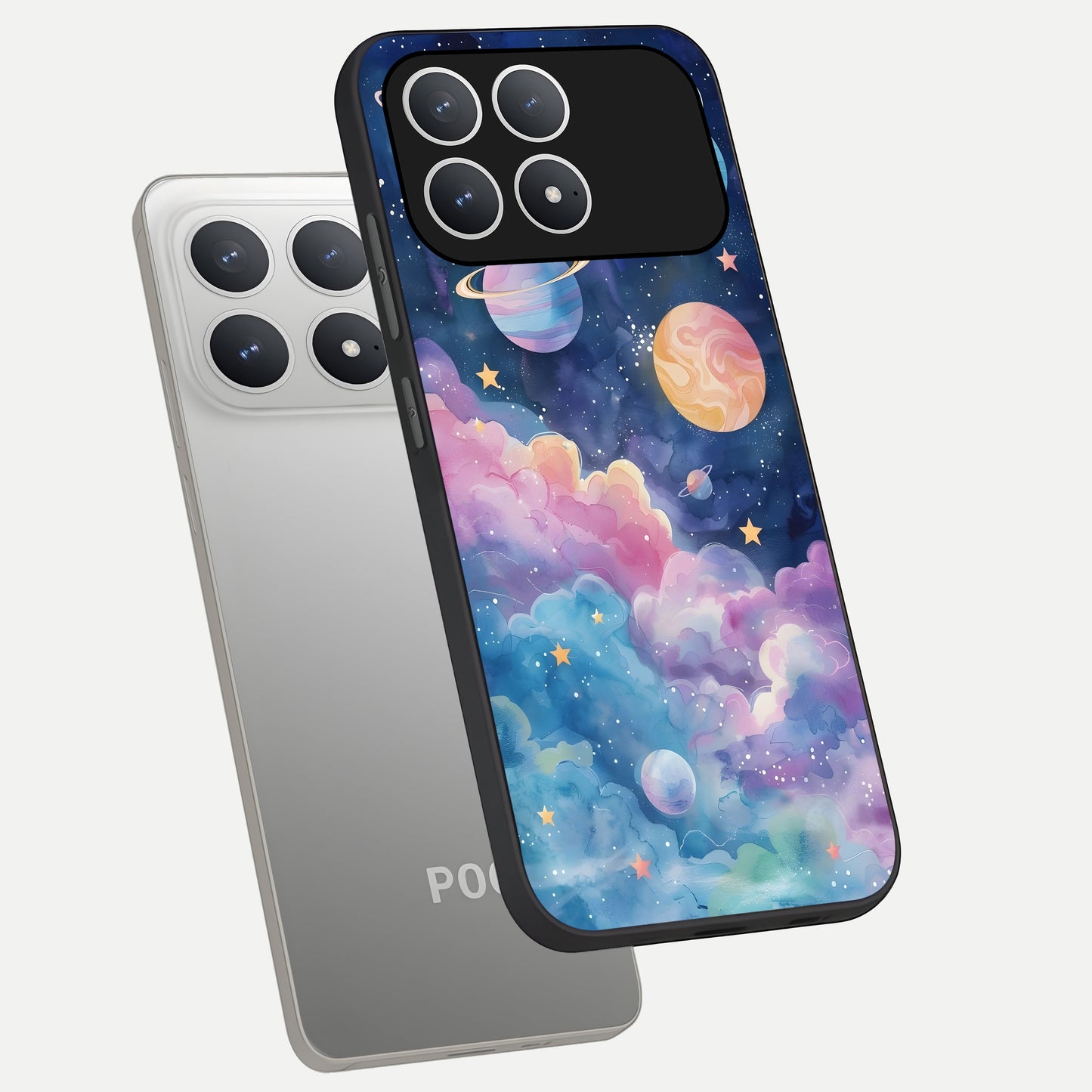  Cosmic Planet Dreams phone case For Poco F8 Pro showing premium glass back cover with detailed artwork