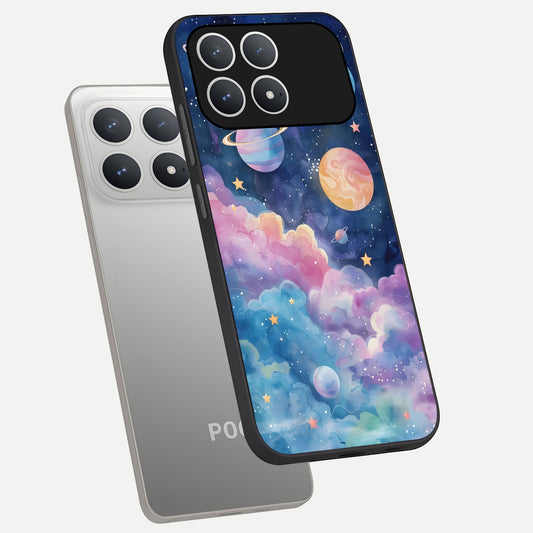  Cosmic Planet Dreams phone case For Poco F8 Pro showing premium glass back cover with detailed artwork