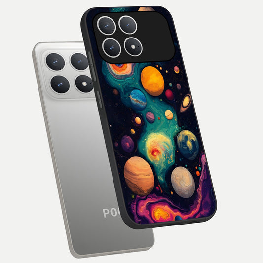  Cosmic Planet Journey phone case For Poco F8 Pro showing premium glass back cover with detailed artwork