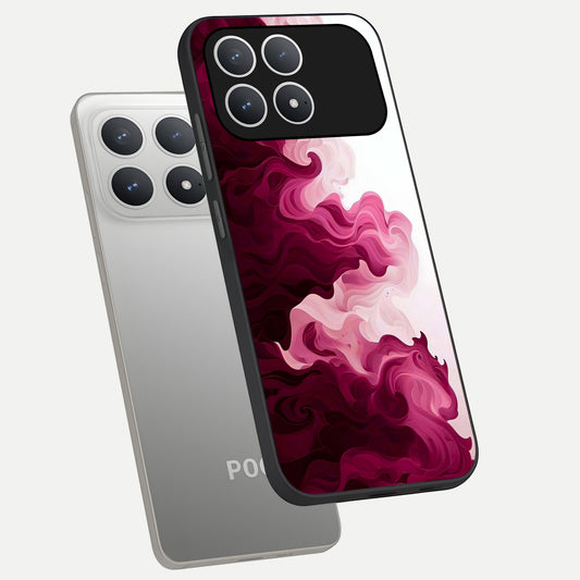  Crimson Wave Flow phone case For Poco F8 Pro showing premium glass back cover with detailed artwork