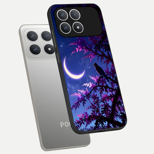  Crow And Moon Scenery phone case For Poco F8 Pro showing premium glass back cover with detailed artwork