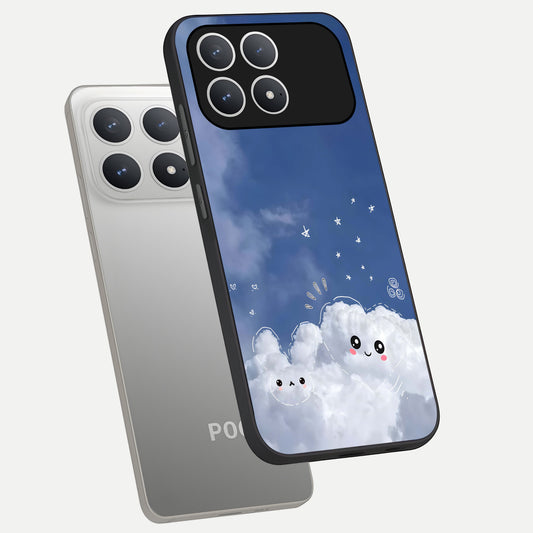  Cute Blossom Cloud phone case For Poco F8 Pro showing premium glass back cover with detailed artwork