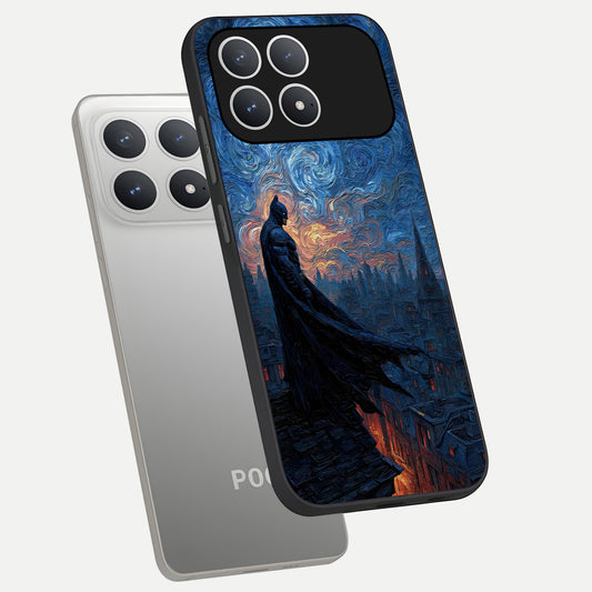  Dark Knight Dusk phone case For Poco F8 Pro showing premium glass back cover with detailed artwork