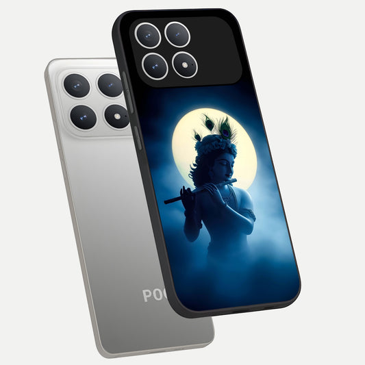  Divine Moon Flute phone case For Poco F8 Pro showing premium glass back cover with detailed artwork
