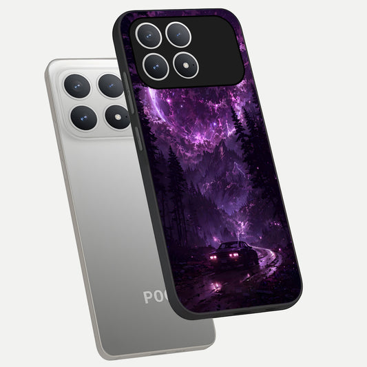  Eternal Cosmic Drive phone case For Poco F8 Pro showing premium glass back cover with detailed artwork