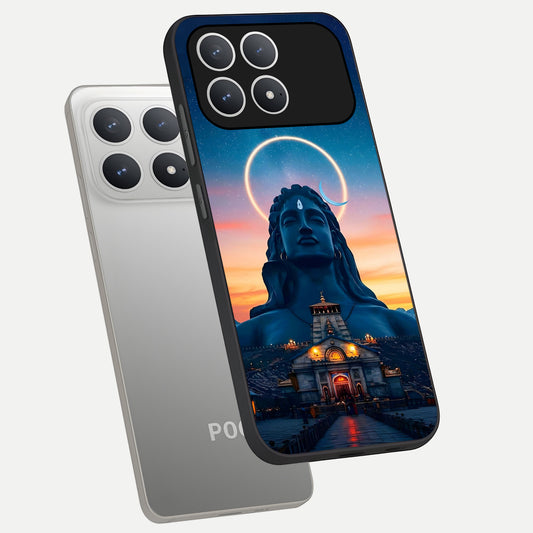  Eternal Shiva Aura phone case For Poco F8 Pro showing premium glass back cover with detailed artwork