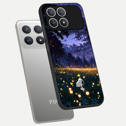  Firefly Meadow Magic phone case For Poco F8 Pro showing premium glass back cover with detailed artwork